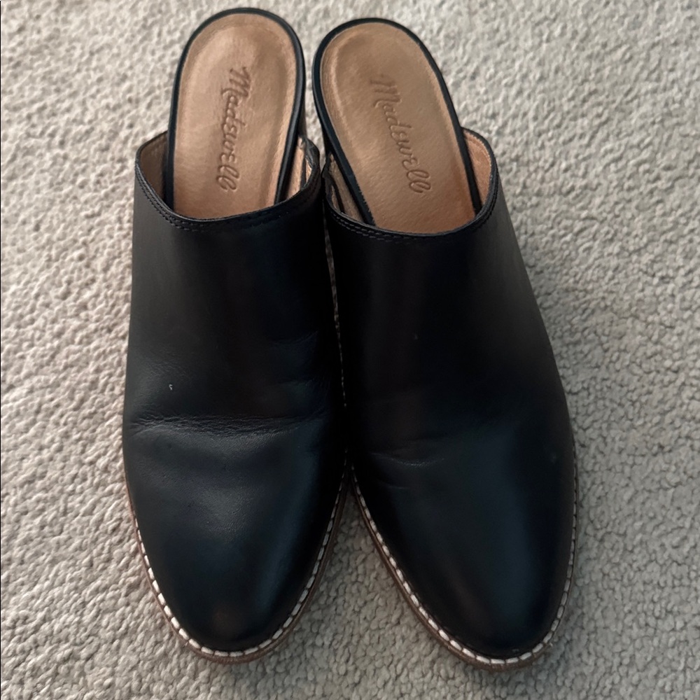 Madewell Black Leather Slip-On Shoes